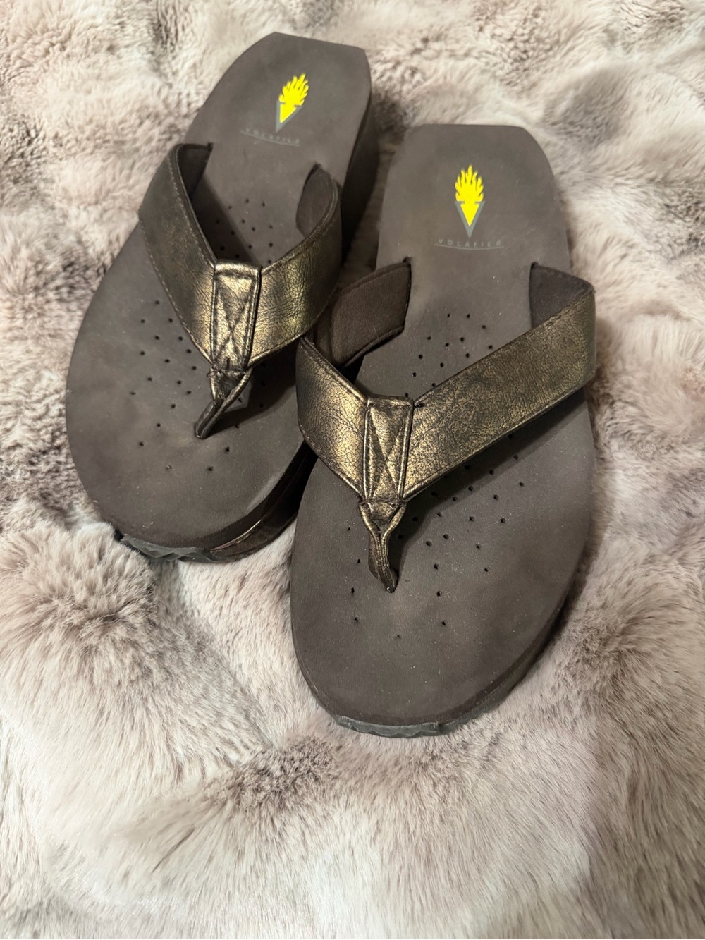 Yellow Box Metallic Bronze Thong Sandals - Women's